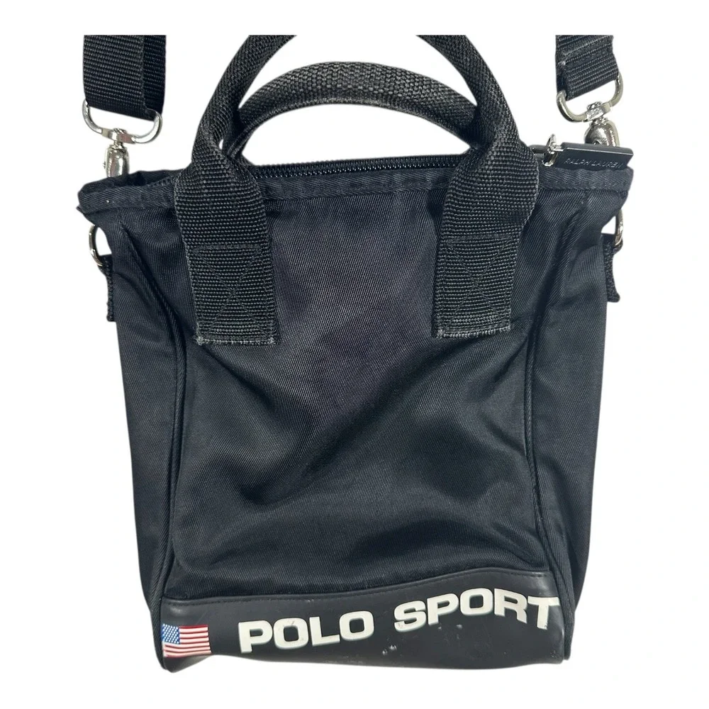 Polo Sport Ralph Lauren Crossbody Bag Black Nylon Canvas Mini Tote 90s Vintage